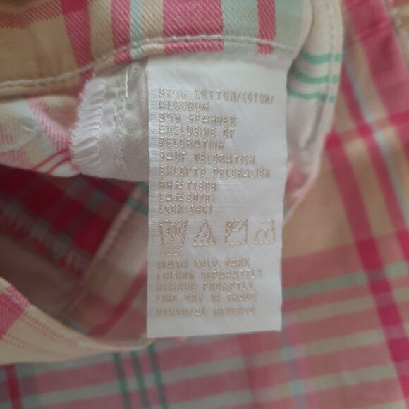 Y2K Tommy Jeans low rise Cropped Plaid Pants Size 3 Pastel Pink Yellow White - Picture 10 of 10